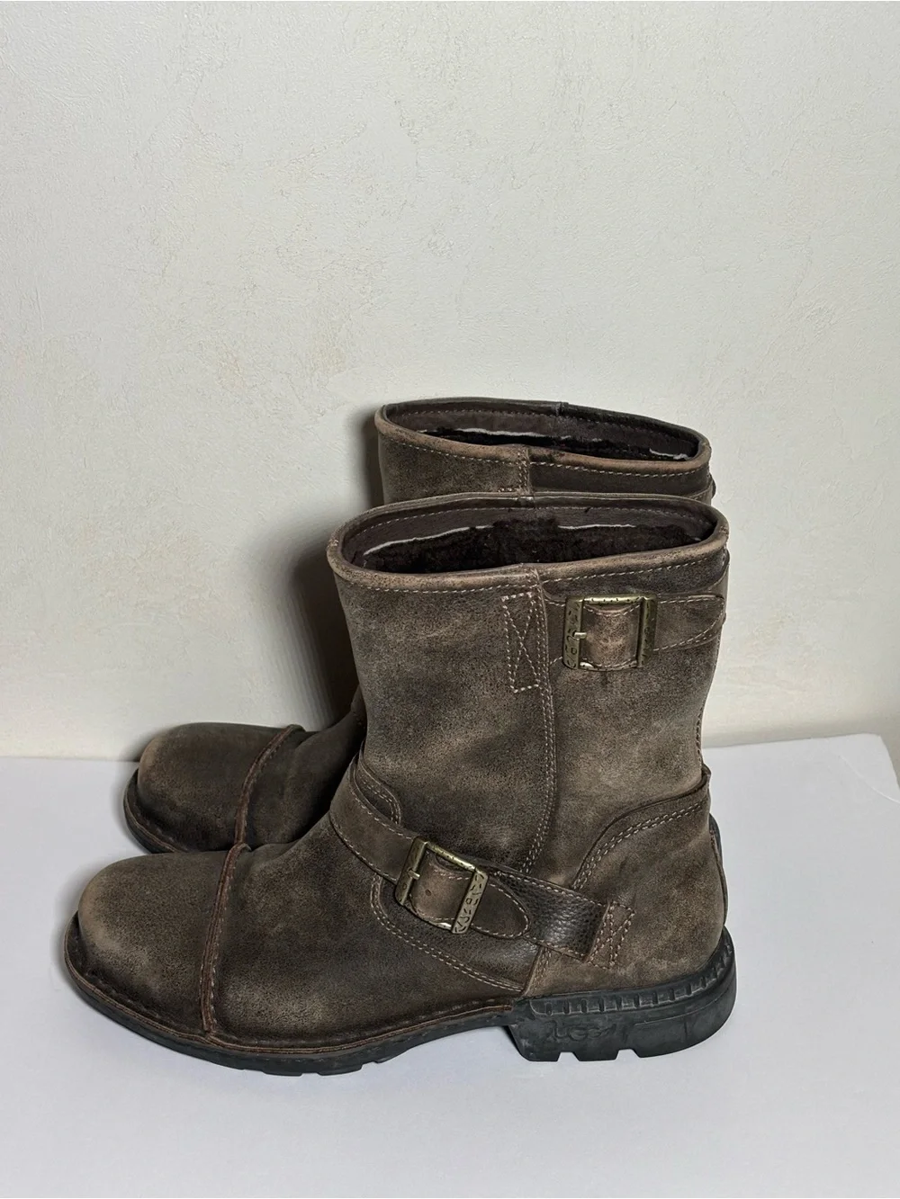 UGG Men's Brown Suede Buckle Harness Boots